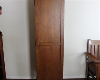Mission Oak diminutive wardrobe, 75" tall, 22" across, 18" deep, back is fully finished, can be used free standing or as a room divider