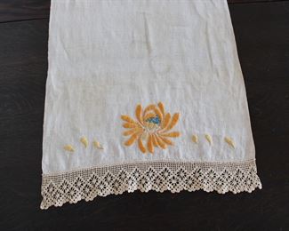 Detail on Arts and Crafts style hand embroidered table runner