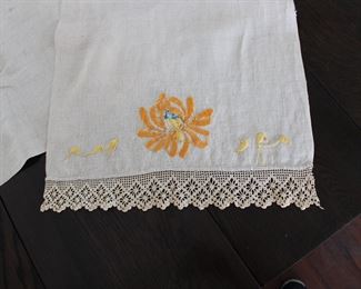 Detail on Arts and Crafts style hand embroidered table runner