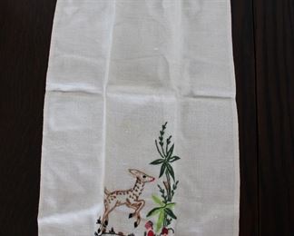 Old embroidered Christmas hand towel