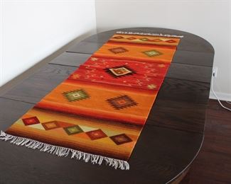 Vintage finely hand woven wool Mexican rug in excellent condition, 66" by 23"