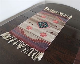 Vintage hand woven Mexican wool rug, 48" by 24"