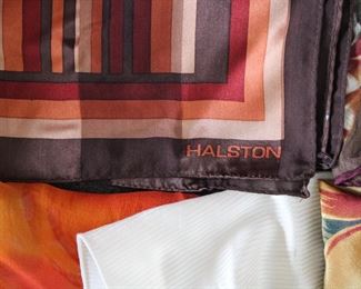 Detail of more than 20 vintage to contemporary fashion scarves