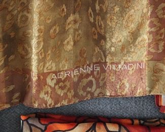 Detail of more than 20 vintage to contemporary fashion scarves