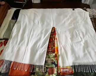100% white wool shawl or wrap with fringe