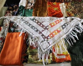 Crocheted shawl with fringe