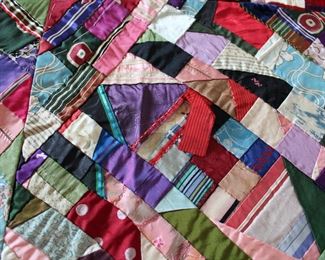 Detail on antique crazy quilt top