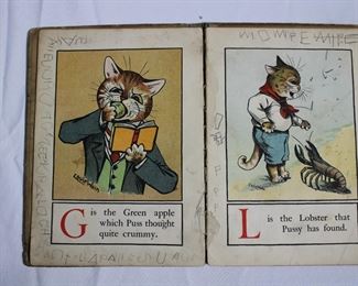 A Cat Alphabet by Louis Wain, in rough condition but several illustrations are still clean