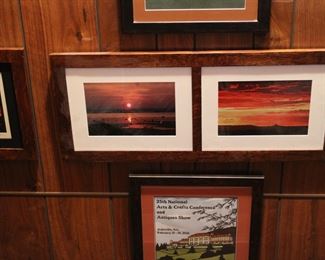 Framed photographs of sunsets