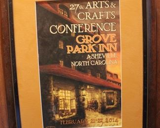 Framed poster from the 27th Annual Arts and Crafts Conference at the Grove Park Inn, Ashville, North Carolina