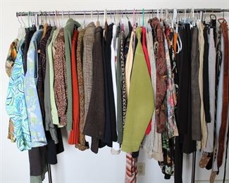 Racks and racks of super nice clean women's clothing from vintage to current trend (1960's to 2010's) in size small, medium, and some large.
