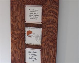 Dard Hunter Studios Tiger Oak frame made to hold three 4" ceramic tiles