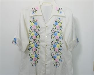 Vintage embroidered shirt, c. 1960's - 1970's, size medium.  We have racks of great, like new women's clothes size small to medium, vintage to current trend!