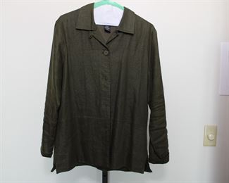 Geoffrey Beene linen blouse, size 6.  We have racks of great, like new women's clothes size small to medium, vintage to current trend!