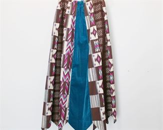 Fabulous 1970's I Magnin velvet and linen Boho Chic maxi skirt, size medium.  We have racks of great, like new women's clothes size small to medium, vintage to current trend!