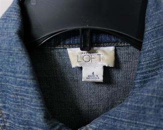 Ann Taylor Loft denim jacket, size 4.   We have racks of great, like new women's clothes size small to medium, vintage to current trend!