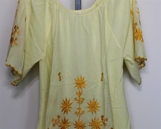 1970's embroidered blouse, size medium.  We have racks of great, like new women's clothes size small to medium, vintage to current trend!