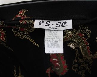 Embroidered dragon skirt, size medium.  We have racks of great, like new women's clothes size small to medium, vintage to current trend!