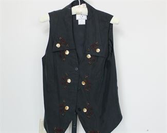 ice black silk vest, size medium.  We have racks of great, like new women's clothes size small to medium, vintage to current trend!