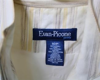 Label on Evan-Picone size 8 petite linen jacket.  We have racks of great, like new women's clothes size small to medium, vintage to current trend!