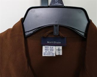 Label on Mark Shale silk blouse.  We have racks of great, like new women's clothes size small to medium, vintage to current trend!