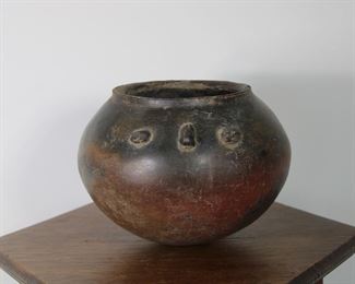 Another view of early pottery pot, possibly Mississippian Culture, approximately 8" across and 6" tall