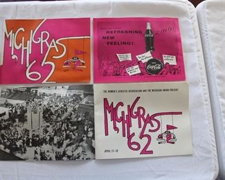 University of Michigan Michgras 1962 programs with great graphics, front, back, and interior shown