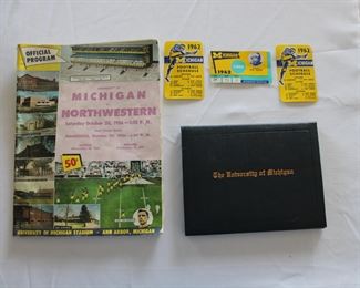 University of Michigan Football memorabilia, Northwestern Program, 1962 Football Schedule, 1962 Student football ticket