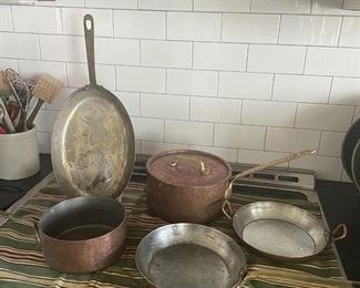 Vintage French copper pots and pans