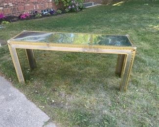 Fabulous 1970's brass and chrome trunk style console table