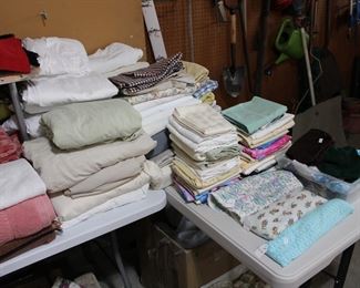 Numerous sheets and towels