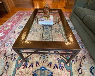 glass top coffee table 4' by 27" by 18" tall