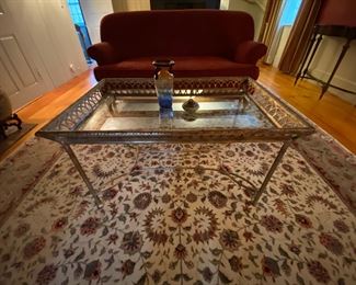 glass top coffee table is 40" by 26" by 22" tall
