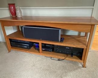 Stereo cabinet is 58" long by 18" deep by 26" tall.