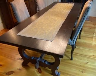 Formal dinning table is 99" long by 36" wide and 20" tall.