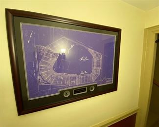 1960's era Blueprint of Fenway Park signed by Jim Rice, Fred Lynn, and Dwight Evans (all authenticated)