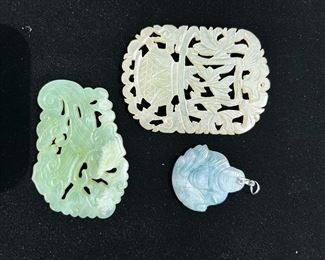 3pcs of Vintage Hand Carved Jade - Pendant