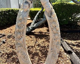 19th Century Qing Dynasty Emperor & Empress Carved Sculpture