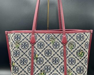 Tory Burch Monogram Jacquard Embroidered Triple-Compartment Tote