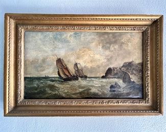Signed Dutch Oil Painting "Off the Coast of Holland"