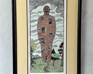 Marvin Hill Watercolor Block Print "Self as Dwelling" No. 28/35