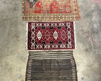 Lot of 3 Estate Handmade Prayer Rugs
