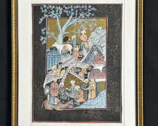 3 Framed Indo Persian Paintings on Silk