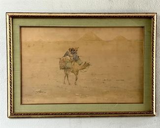 Orientalism Henry Bacon Watercolor Signed Desert Scene 1910