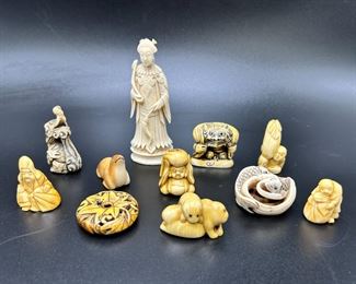 Lot of 11 Asian Carved Figures