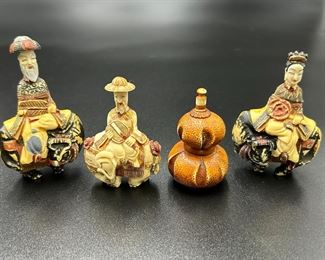 Lot of 4 Chinese Carved Figural Snuff Bottles