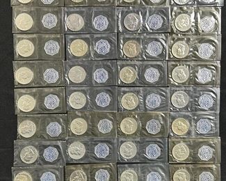 33 Pcs Ben Franklin Silver Half Dollar Year 1962 & 1963.