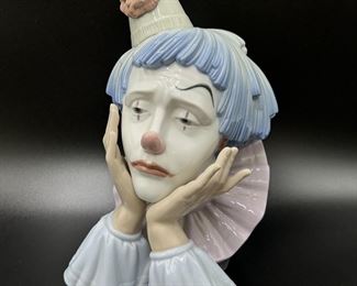 1981 Lladro "Jester" Sad Clown Porcelain Bust No.5129