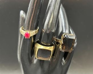 Lot of 3 - 14k Gold & Gemstone Rings