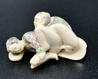 Lot of 4 Japanese Carved Figures Erotica